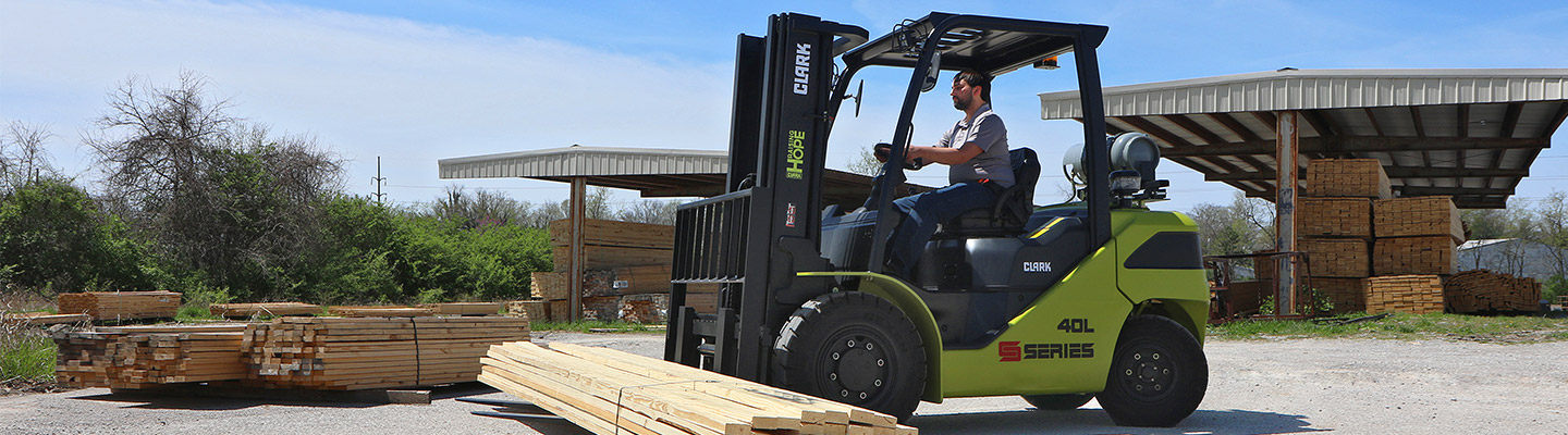 Clark forklift moving product
