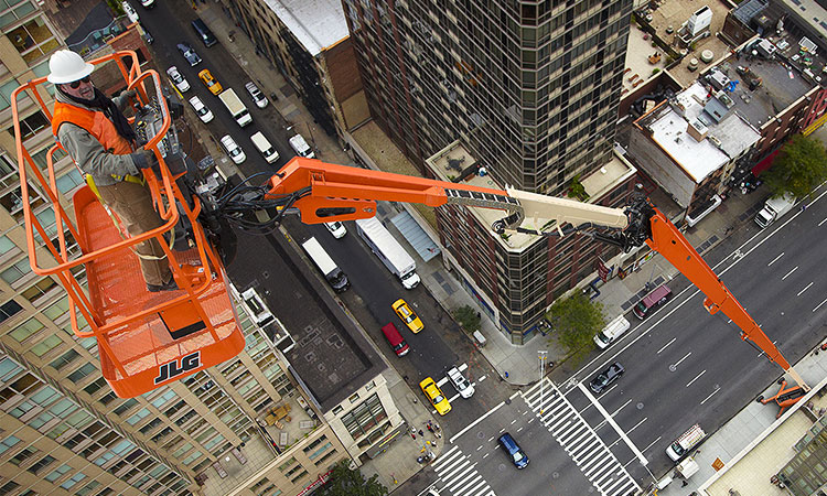 JLG lift in warehouse